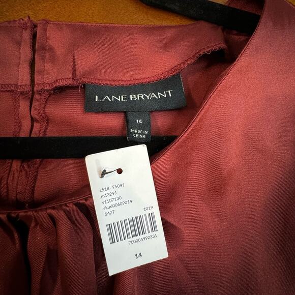 Lane Bryant Wine Colored Scoop Neck Long Sleeve Blouse Size 14 NWT - Picture 11 of 13